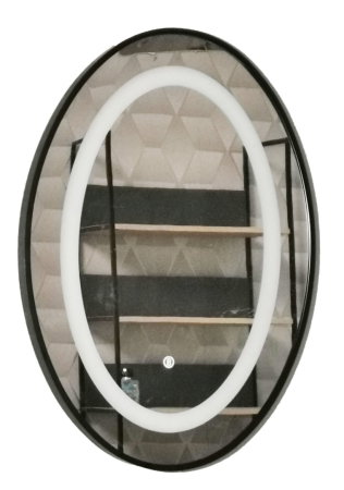 Mobilier Baie - Oglinda cu iluminare LED si intrerupator touch, MD6, rama neagra, 50x70 cm