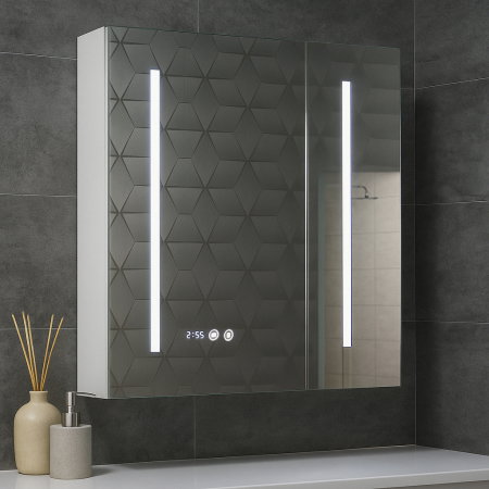 Mobilier Baie - Oglinda cu iluminare LED EDGE, alb, 70x68 cm