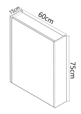 Dulap baie suspendat cu oglinda, 1 usa, alb, 60x15x75 cm [6]