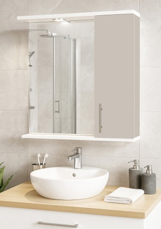 Mobilier Baie - Oglinda seria 020, front MDF, taupe, 65x71 cm