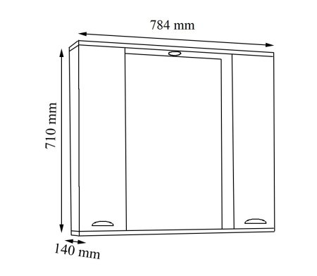 Dulap baie suspendat seria 172 cu oglinda, front MDF, alb, 80x71 cm [3]