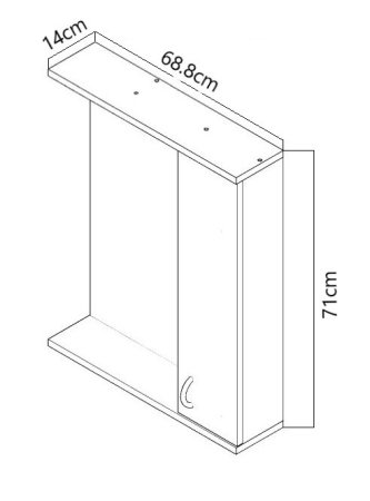 Oglinda seria 020, front MDF, montata, alb, 70x71 cm [4]