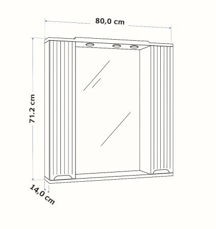 Oglinzi Baie - Oglinda seria 033, front MDF, crem, 80x71 cm