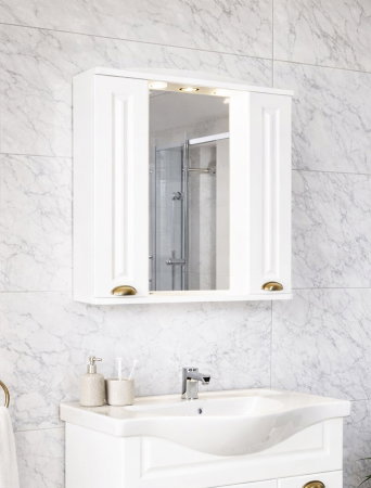 Oglinzi Baie - Oglinda seria 172, front MDF, montata, alb rustic, 75x71 cm