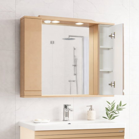 Dulap baie suspendat seria 786 cu oglinda, front MDF, montat, cappuccino, 80x71 cm [1]