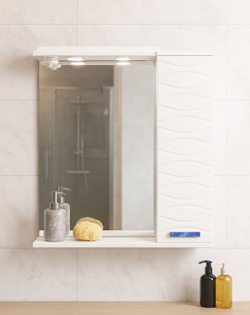 Mobilier Baie - Oglinda seria 144, front MDF, montata, alb, 65x71 cm