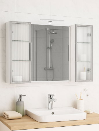 Oglinzi Baie - Oglinda seria 758, montata, alb, 100x68 cm