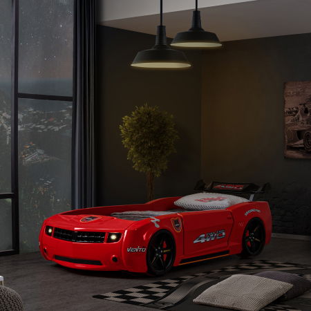 Paturi Copii Masini - Pat pentru copii masina CAMARO, cu leduri, 90x190 cm  - ExpoMob
