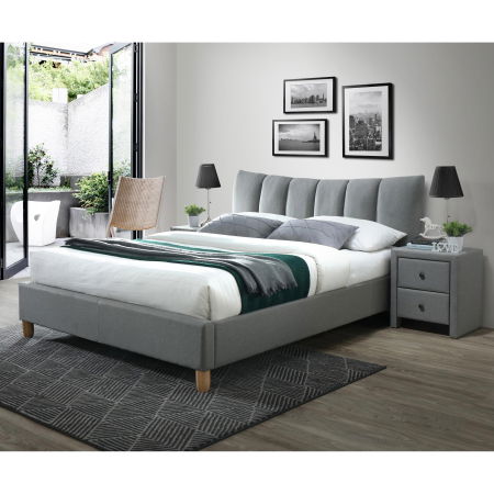 Pat tapitat SANDY, 160x200 cm, cu somiera, gri [1]