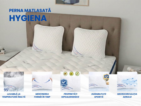Articole Textile - Perna 40x40cm Somnart, Hygiena, hipoalergenica, bilute Superball, 100% fibra poliester