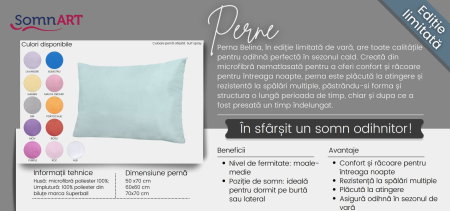 Produs în România - Perna 70x70 Somnart Belina, microfibra, lavabila la masina, vidata, Roz