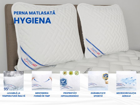 Articole Textile - Perna 70x70cm Somnart, Hygiena, hipoalergenica, bilute Superball, 100% fibra poliester