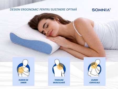 Perna ergonomica Memory Somnia 3D Air Mesh, sustinere exacta pentru gat si cap, 30x50 cm [4]