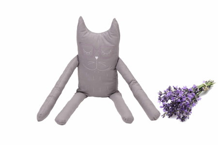 Perne - Perna in forma de pisica SomnArt, bumbac, umplutura lavanda, Gri