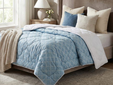 Produs în România - Pilota Duo Comfort Azure 180×200, Somnart, matlasata, umplutura medie-groasa 300 gr/mp, pentru primavara - toamna