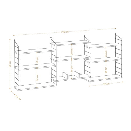 Holuri - Raft suspendat LABA, 85x20x216 cm