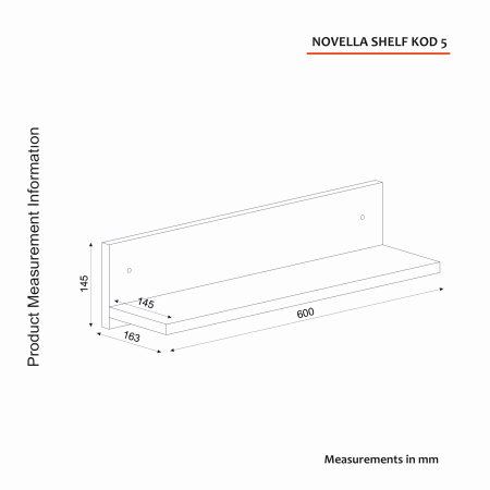 Raft suspendat NOVELLA K5, 60x14,5x14,5 cm [6]