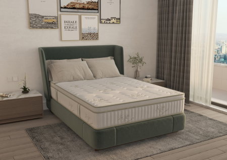 Saltele cu Memory - Saltea cu memorie si arcuri Bambus Super Confort Pocket Multilayer 200x200, inaltime 25 cm, husa matlasata, sistem 3D, manere, fermitate medie