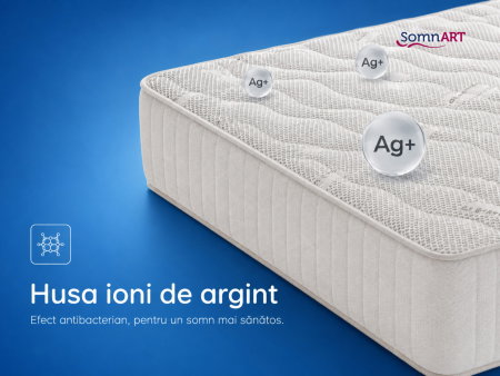 Saltea cu memorie Somnart Silver Relax 140x200, înălțime 24 cm, husă tricot Silver, cu mânere, fermitate medie [4]
