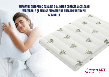 Saltea cu memorie Somnart XXL Memory Plus 140x200, înălțime 25 cm, pentru persoane supraponderale, husă Aloe Vera detașabilă, rulată, fermitate mare [9]