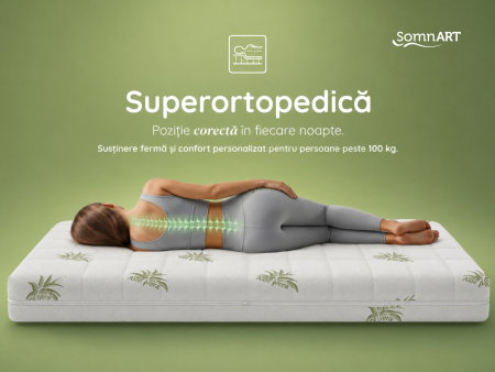 Saltele cu Memory - Saltea cu memorie Somnart XXL Memory Plus 90x200, înălțime 25 cm, pentru persoane supraponderale, husă Aloe Vera detașabilă, rulată, fermitate mare