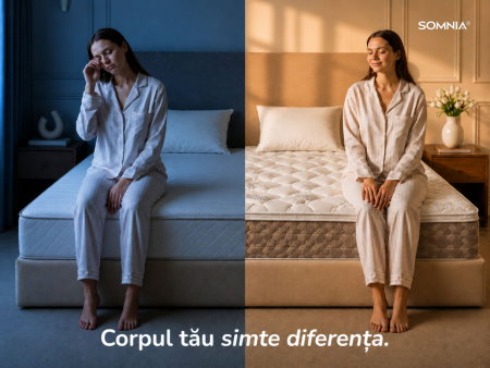 Saltea cu memorie Somnia DuoFlex 90×200, înălțime 27 cm, cu topper integrat, detasabil, fermitate mediu-tare [6]
