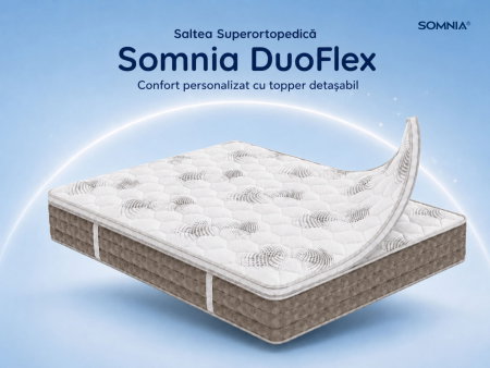 Saltele cu Memory - Saltea cu memorie Somnia DuoFlex 90×200, înălțime 27 cm, cu topper integrat, detasabil, fermitate mediu-tare