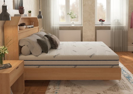Saltele cu Memory - Saltea cu memorie Somnomed Antiacaria 90x200, înălțime 20 cm, pentru alergici, husă cu tratament antiacarian, rulată, fermitate medie