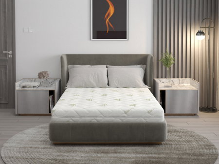 Saltele cu Spumă - Saltea cu spumă poliuretanică Confort 4Family Aloe Vera 180x200 Somnart, înălțime 14 cm, husă lavabilă și detașabilă cu fermoar, fermitate medie
