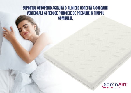 Saltele cu Spumă - Saltea cu spuma poliuretanica Somnart Optimax Ortopedic 140x200, inaltime 18 cm, ortopedica, husa detasabila si lavabila, rulata, fermitate medie