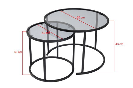 Set 2 masute de cafea BLACK-60-42, 60x60x43 cm [7]