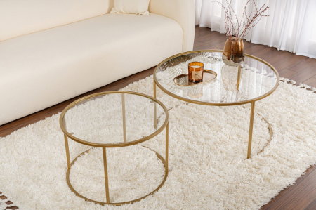 Masute Cafea - Set 2 masute de cafea GOLD-80-60, 80x80x43 cm
