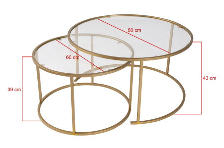 Set 2 masute de cafea GOLD-80-60, 80x80x43 cm [6]