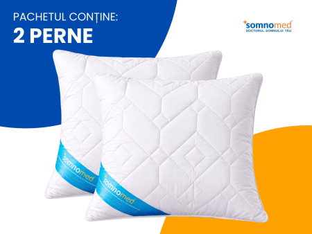 Articole Textile - Set 2 Perne Somnomed Antimicrobiene lavabile la 95°C - 70 x 70 cm, vidat