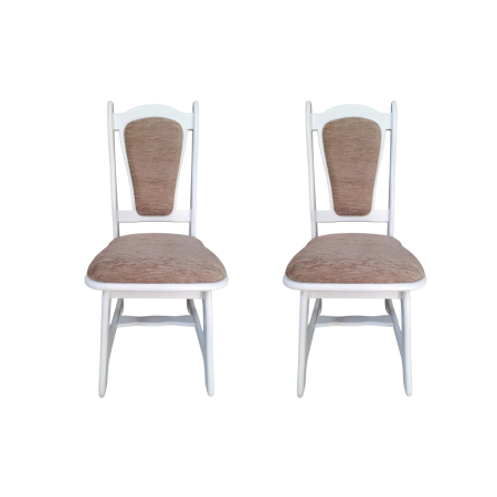 Seturi Scaune - Set 2 scaune IZA, cadru alb + stofa maro, 45x45x95 cm