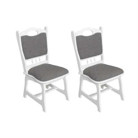 Produs în România - Set 2 scaune living FLANDER, cadru alb + stofa gri inchis, 50x48x95 cm