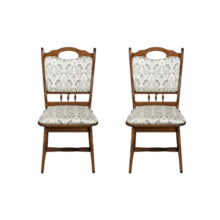 Set 2 scaune living FLANDER, cadru nuc + stofa print 02, 50x48x95 cm [0]