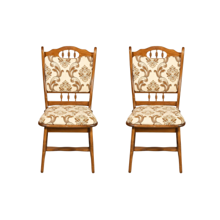 Produs în România - Set 2 scaune living FLANDER III, cadru nuc + stofa print 06, 50x48x95 cm