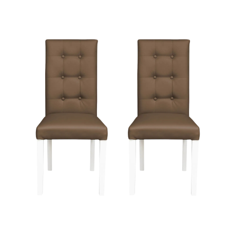 Set 2 scaune living TEO LUX, picioare lemn alb, piele ecologica cappuccino, 46x60x98 cm [0]