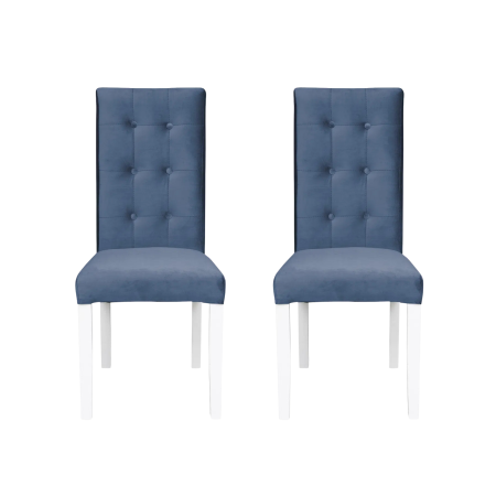 Seturi Scaune - Set 2 scaune living TEO LUX, picioare lemn alb, stofa albastru deschis, 46x60x98 cm