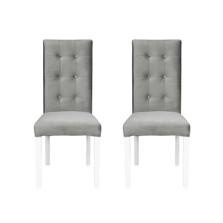 Seturi Scaune - Set 2 scaune living TEO LUX, picioare lemn alb, stofa bej, 46x60x98 cm