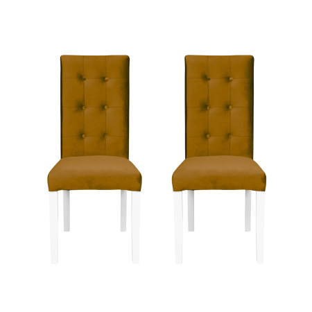 Set 2 scaune living TEO LUX, picioare lemn alb, stofa galben, 46x60x98 cm [0]
