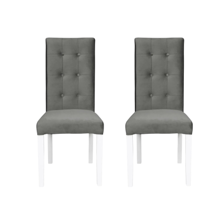 Seturi Scaune - Set 2 scaune living TEO LUX, picioare lemn alb, stofa gri deschis, 46x60x98 cm