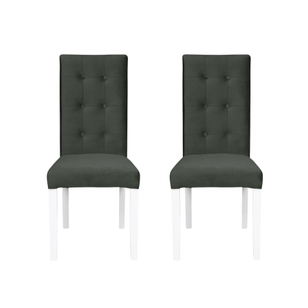 Seturi Scaune - Set 2 scaune living TEO LUX, picioare lemn alb, stofa gri inchis, 46x60x98 cm