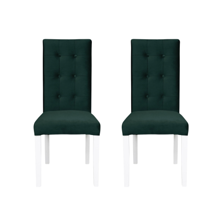 Seturi Scaune - Set 2 scaune living TEO LUX, picioare lemn alb, stofa verde smarald, 46x60x98 cm