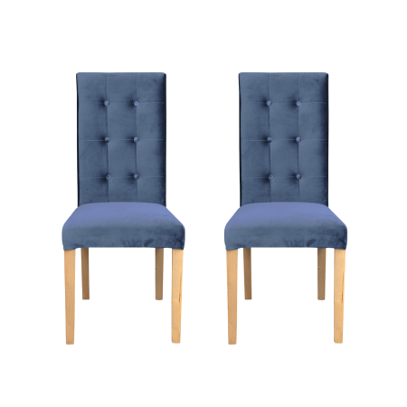 Seturi Scaune - Set 2 scaune living TEO LUX, picioare lemn natur, stofa albastru deschis, 46x60x98 cm