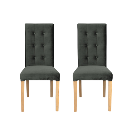 Seturi Scaune - Set 2 scaune living TEO LUX, picioare lemn natur, stofa gri inchis, 46x60x98 cm