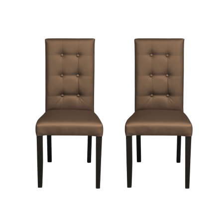 Seturi Scaune - Set 2 scaune living TEO LUX, picioare lemn wenge, piele ecologica cappuccino, 46x60x98 cm