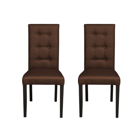 Seturi Scaune - Set 2 scaune living TEO LUX, picioare lemn wenge, piele ecologica maro deschis, 46x60x98 cm