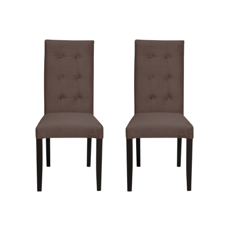Seturi Scaune - Set 2 scaune living TEO LUX, picioare lemn wenge, stofa maro, 46x60x98 cm
